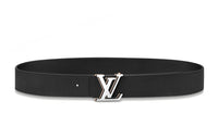 LOUIS VUITTON Attractive Lightweight Smooth Buckle Leather Belts Men's Black Width  4cm