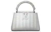 LOUIS VUITTON Lizard Skin Kapusin Crossbody Tote Bag Over One Shoulder Mini Women's Silver