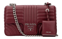 PRADA Cow Leather Shoulder Bag Crossbody Bag Women's Red