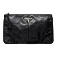 PRADA Leather Clutch Women's Black