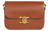 CELINE Cow Leather Handbag, Shoulder Bag, Crossbody Bag Medium Size Women's Tawny