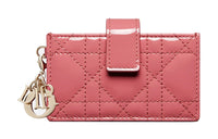 DIOR Lady Dior Cow Leather Card Holder Women's Mugwort Pink
