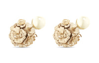 DIOR Resin Metal Stud Earrings Women's Gold