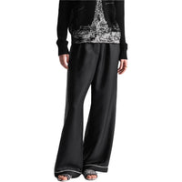DIOR Pants Black Silk Twill Casual Pants Women's Black