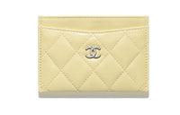 CHANEL Sheepskin Card Holder Women's Yellow