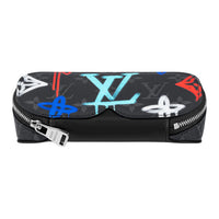 LOUIS VUITTON Canvas With Leather Eyeglass Cases Eyeglass Pouches Large Size Men's Black