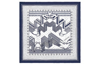 HERMES Silk Scarves Unisex Marine Blue White