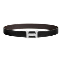 HERMES Calfskin Leather Belts Women's Black Width: 3.2CM
