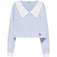 MIU MIU Crop Tops Women's Light Blue