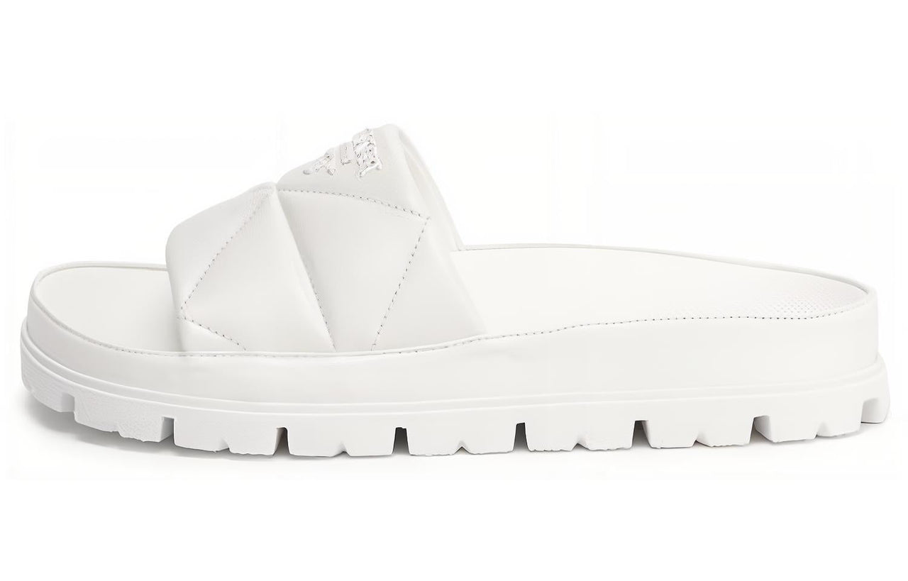 PRADA Abrasion Resistant Slide Slippers Women's White