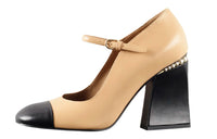 CHANEL Chunky Heel High Heels Women's Beige