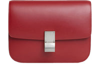 CELINE Polished Cow Leather Tofu Cube Bag Crossbody Bag Shoulder Bag Women's Red