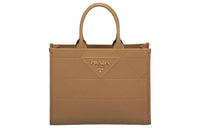 PRADA Symbole Leather Tote Bag Shopping Bag Handbag Medium Size Women's Caramel