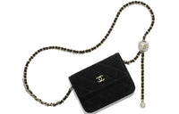 CHANEL Velour Chain Fanny Pack Regular Women's Black