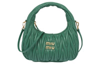 MIU MIU Wander Series Sheepskin Hobo Shoulder Bag Handbag Women's Green
