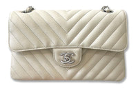 CHANEL Classic Flap CF Calfskin Crossbody Bag Women's White