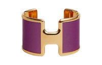 HERMES Goat Leather Gilded Bangles Women's Purple