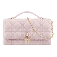 DIOR Lambskin Shoulder Bag Crossbody Bag Handbag Mini Women's Soft Pink