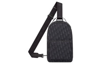 DIOR Oblique Jacquard Fabric Crossbody Bag Shoulder Bag Mini Men's Black