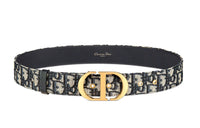 DIOR 30 Montaigne Cow Leather Belts Women's Blue Width  3.5cm