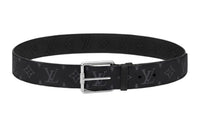 LOUIS VUITTON Leather Leather Belts Men's Black Width: 4CM