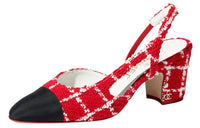 CHANEL Chunky Heel High Heels 6.5cm Women's Red