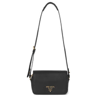 PRADA Cow Leather Shoulder Bag Women's Black