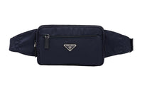 PRADA Leather Fanny Pack Men's Dark Blue