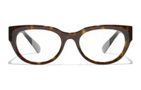 CHANEL Acetate Oval Eyeglass Frames Unisex Tortoiseshell