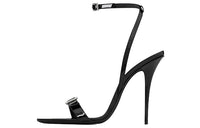 SAINT LAURENT Gippy Buckled Sandal Heels Black Leather Women's