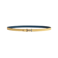 HERMES Calfskin Leather Belts Women's Yellow 1.3CM