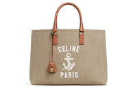 CELINE Cow Leather One Shoulder Portable Tote Women's Natural/Tan