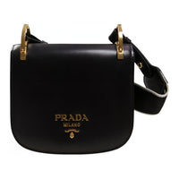 PRADA Cow Leather Shoulder Bag Women's Black