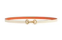 HERMES Heritage Buckle & Double Sided Leather Gold Smooth Buckle Calfskin Leather Belts Women's White Width 1.3cm