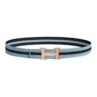 HERMES Nylon Belt Unisex Black/Blue Width: 3.2cm