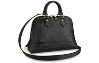LOUIS VUITTON Soft Grained Cow Leather Dome Bag Portable One Shoulder Crossbody Small Size Women's Black