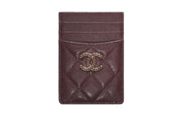 CHANEL Shiny Grained Calfskin Coin Purses Card Holders Women's Burgundy
