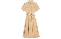 CELINE Short Sleeved Dresses Women's Beige