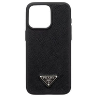 PRADA Saffiano Leather IPhone 15 Pro Max Case And Bag Accessory Men's Black