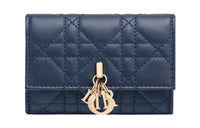 DIOR Sheepskin Wallet Extra Small Women's Deep Sea Blue