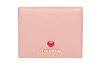 MIU MIU Madras Goatskin Wallet Women's Blue Orchid Pink
