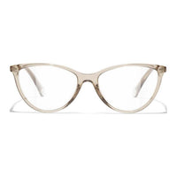 CHANEL Acetate Irregular Shape Eyeglass Frames Women's Taupe