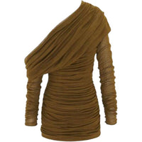 SAINT LAURENT Long-Sleeved Dresses Women's Green Gourd Color