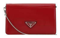 PRADA Shiny Cow Leather Small Square Bag Shoulder Bag Crossbody Bag Women's Red