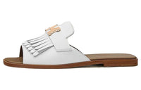 HERMES Rubber Sole Slide Slippers Women's White