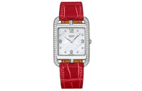 HERMES CAPE COD Collection Wrist Watch Quartz Movement Crocodile Leather Strap 29mm White Dial Women's Watch