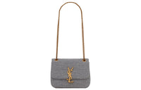 SAINT LAURENT Wool Portable Crossbody Bag Shoulder Bag Women's Light Gray