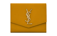 SAINT LAURENT UPTOWN Cow Leather Wallet Trumpets Women's Touch Me Not Yellow