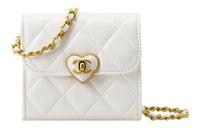 CHANEL Lambskin Clutches Handbag Shoulder Bag Crossbody Bag Women's White
