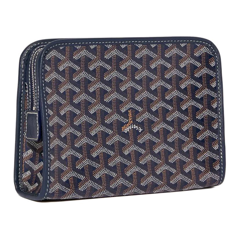 GOYARD Canvas Toiletry Bag Small Size Unisex Dark Blue
